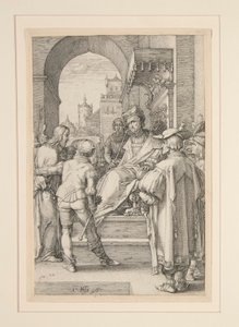 Cristo davanti a Pilato, dalla Passione, #5 in una serie di 12 incisioni da Hendrick Goltzius