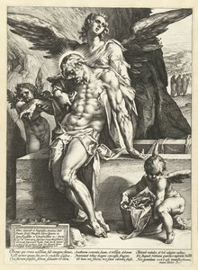 Angeli portano il corpo di Cristo da Hendrick Goltzius