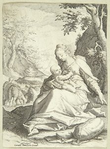Riposo durante la fuga in Egitto da Hendrick Goltzius