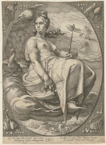 Giunone, tavola 3 della serie «Tre dee» da Hendrick Goltzius
