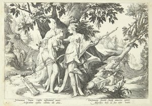 Giove travestito da Diana seduce Callisto da Hendrick Goltzius