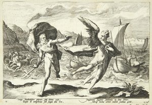 Koronis trasformata in un corvo da Hendrick Goltzius