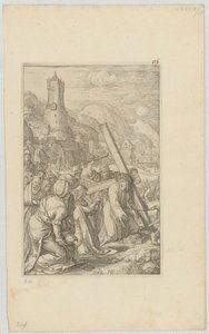 Il trasporto della croce, foglio 9 della serie "La Passione" da Hendrick Goltzius