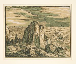 Paesaggio con scogliera sulla riva del mare