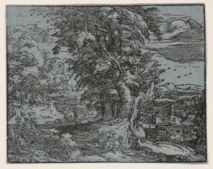 Paesaggio con coppia di pastori da Hendrick Goltzius