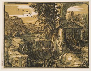 Paesaggio con cascata da Hendrick Goltzius