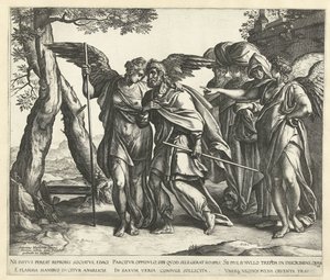 Lot fugge da Sodoma con sua moglie e le sue figlie da Hendrick Goltzius