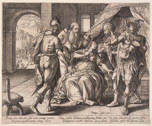 Lucrezia che si uccide, da La storia di Lucrezia da Hendrick Goltzius