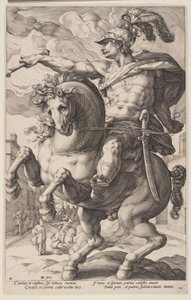 Marco Curzio a cavallo, da Gli eroi romani da Hendrick Goltzius