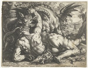 Compagni di Cadmo divorati da un drago da Hendrick Goltzius