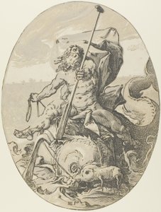 Oceanus, tavola due da Demogorgon e le Divinità da Hendrick Goltzius