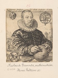 Ritratto di Nicolaus Petri Daventriensis, in realtà Claes Pietersz van Deventer, circa 1540-1602 - matematico e astronomo da Hendrick Goltzius
