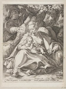Riposo durante la fuga in Egitto sotto un ciliegio da Hendrick Goltzius