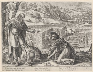 Ruth raccoglie spighe nel campo di Boaz (serie: La storia di Ruth) da Hendrick Goltzius