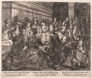Il banchetto di Tarquinio Collatino, da La storia di Lucrezia da Hendrick Goltzius