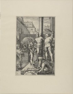 La flagellazione, tavola sei da La Passione di Cristo da Hendrick Goltzius