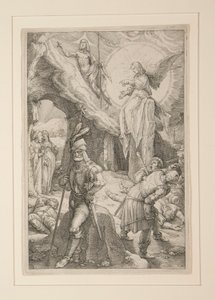 La Resurrezione, dalla Passione, n. 12 in una serie di 12 incisioni da Hendrick Goltzius