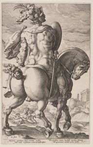 Tito Manlio a cavallo, da Gli eroi romani da Hendrick Goltzius