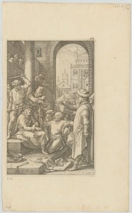La derisione di Cristo, foglio 7 della serie "La Passione" da Hendrick Goltzius