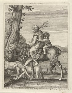 Donna e bambino a cavallo da Hendrick Hondius (I)