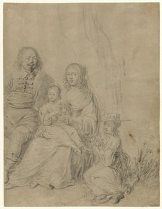 Gruppo familiare composto da una coppia di genitori e due figlie da Hendrick Martensz. Sorgh (attributed to)
