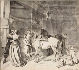 Un cavaliere che saluta una dama da Hendrick Verschuring