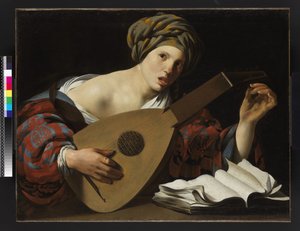 Giovane donna che accorda un liuto, c.1626-27 da Hendrick ter Brugghen