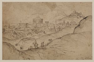 Paesaggio con vista di una città, XVI secolo