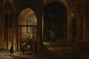 Interno di una Chiesa Gotica di Notte da Hendrick van Steenwijk the Younger