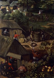 Paesaggio di raccolto autunnale (dettaglio) da Hendrick van den (1530 97) Broeck