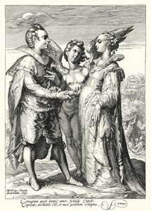 Matrimonio per amore officiato da Cupido da Hendrik (after) Goltzius