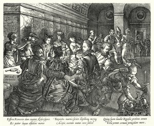 Il banchetto a casa di Tarquinio da Hendrik (after) Goltzius