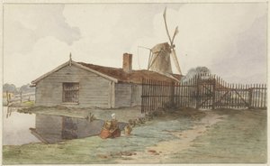 Mulino con edifici in legno vicino ad Amsterdam