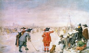 Golf sul ghiaccio sul fiume Ijsel vicino a Kampen da Hendrik Avercamp