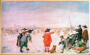 Golf sul ghiaccio sul fiume Ijsel vicino a Kampen da Hendrik Avercamp
