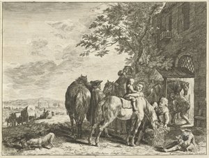 Viaggiatori davanti alla fucina da Hendrik Elandt