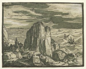 Da un set di 4 paesaggi: Scogliera sulla riva del mare