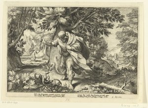 Teiresia batte due serpenti accoppiati, da Le Metamorfosi di Ovidio