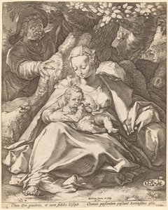 La Sacra Famiglia sotto un ciliegio da Hendrik Goltzius