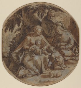 La Sacra Famiglia con Santa Elisabetta e San Giovanni Battista da Hendrik Goltzius