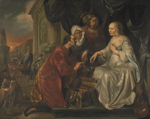 Rebecca riceve i regali dal servo di Abramo da Hendrik Heerschop
