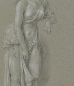 Studio di figura di una donna in abito classico, in piedi tre quarti verso destra da Hendrik Hoogers