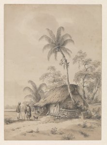 Capanna con due persone e un cane da Hendrik Huygens