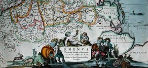 Cartiglio di una mappa del corso del Reno, da 