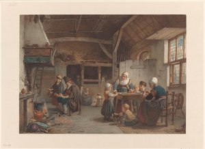 Interno contadino, famiglia in cucina da Hendrik Jacobus Scholten