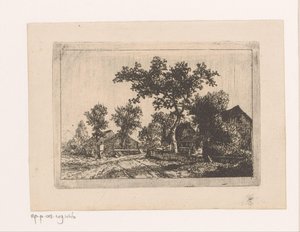 Uomo e donna in conversazione presso un villaggio da Hendrik Jozef Franciscus van der Poorten