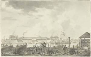 Il castello di Batavia, visto dalla Houtkrap da Hendrik Kobell