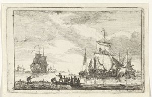 Veduta del fiume con pescatori da Hendrik Kobell