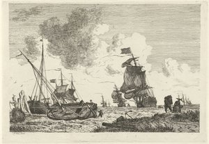 Veduta marina con vento forte da Hendrik Kobell