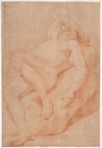 Studio di modello maschile, semi-sdraiato da Hendrik Krock